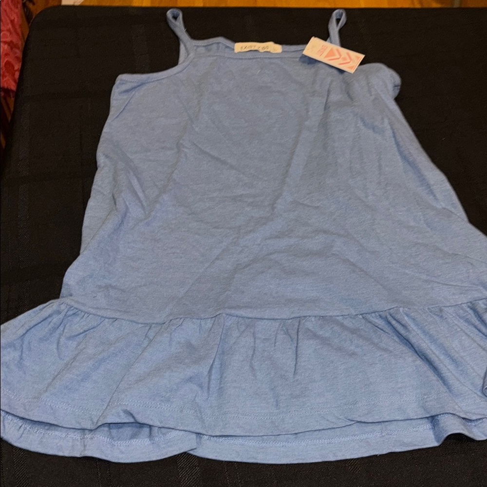 NWT Blue girls shirt large with ruffles